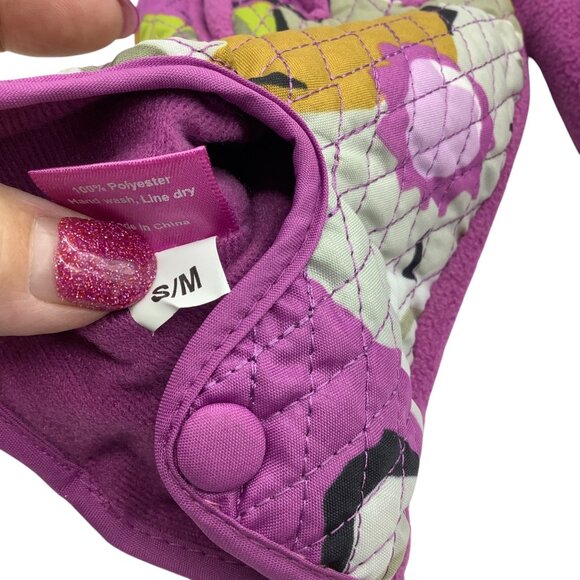 Vera Bradley Womens Quilted Floral Gloves Snap Closure S/M  Purple - Picture 5 of 5